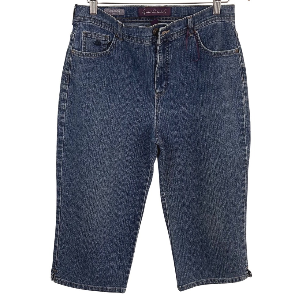 Gloria Vanderbilt Amanda Capri Jeans Womens 12 Blue Medium Wash High Rise Denim